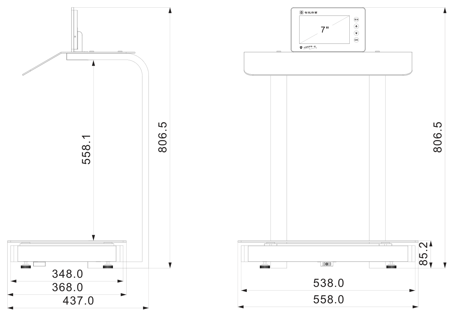 RCY1007 mechanical dimensions