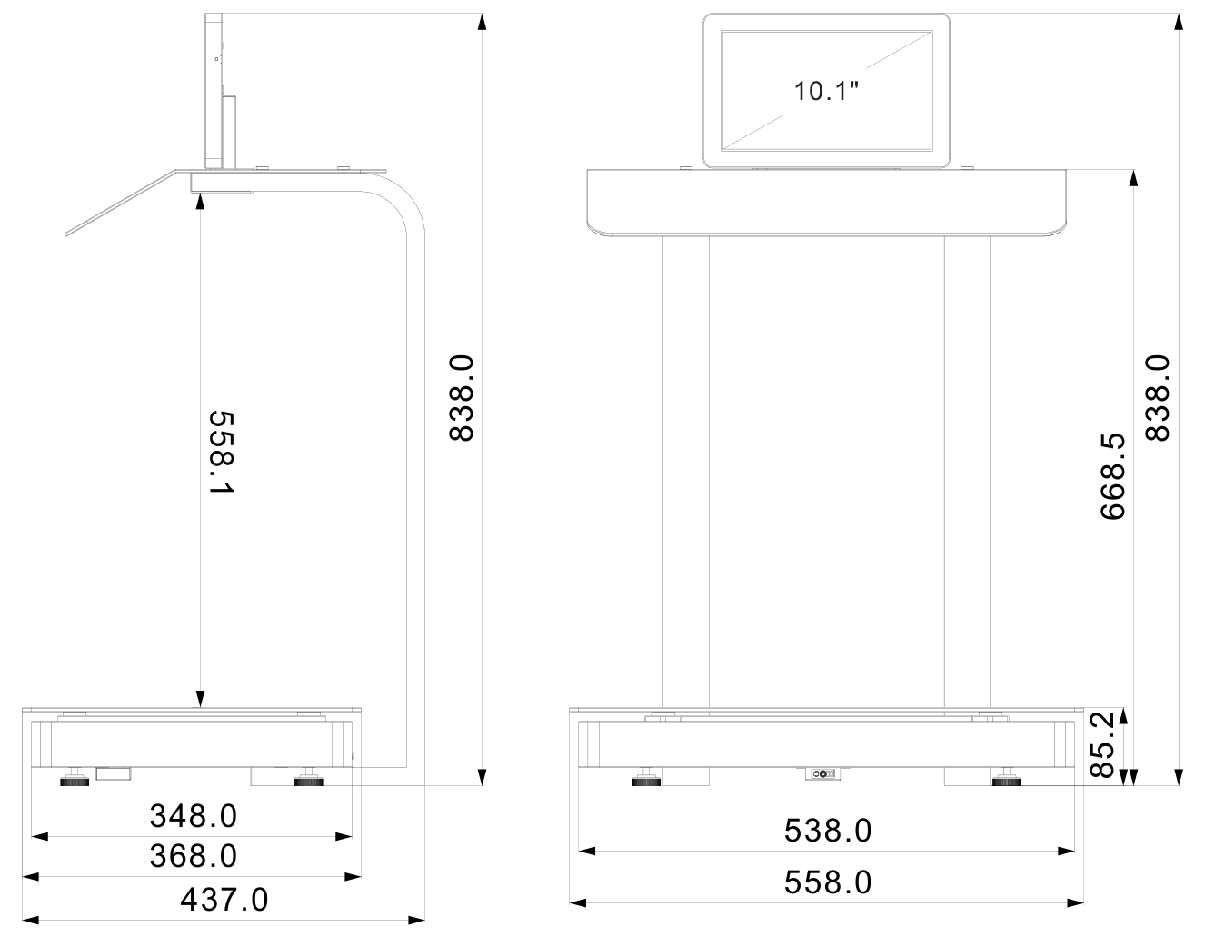 RCY1010 mechanical dimensions