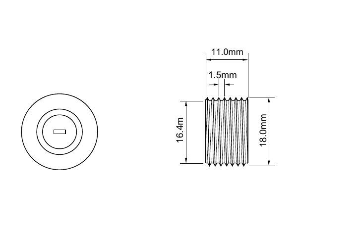RGW-M18 Threaded Tag mechanical dimensions