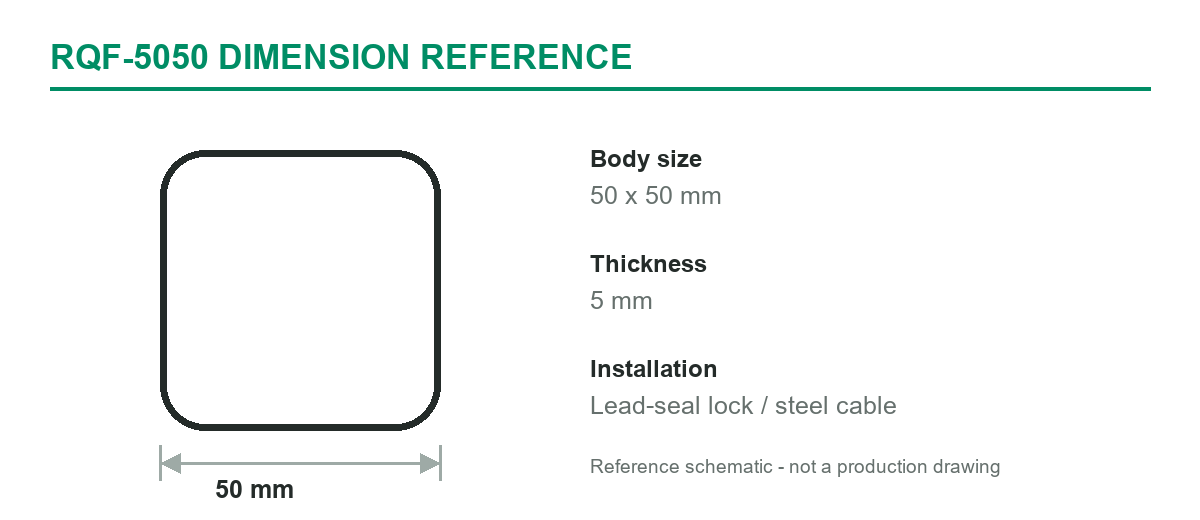 RQF-5050 Lead-Seal Lock Tag mechanical dimensions