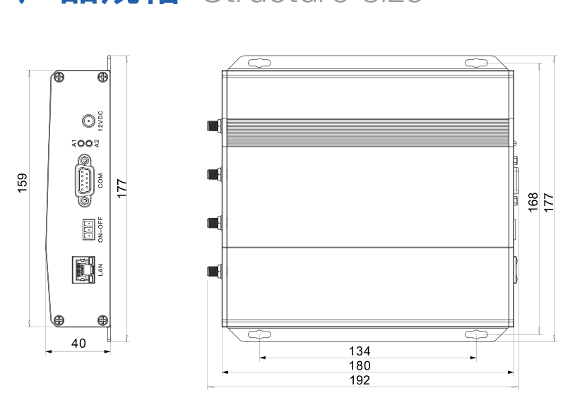 RU6504-RU6508 mechanical dimensions